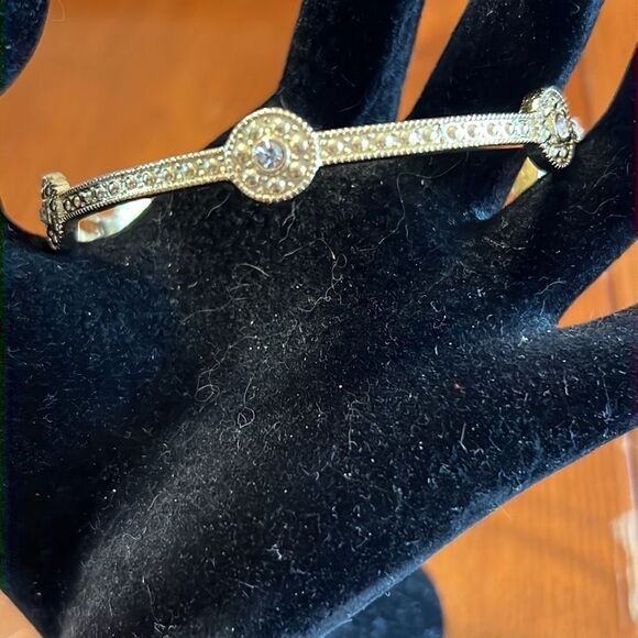 Gold Tone with Rhinestone Bangle Bracelet - Picture 3 of 9